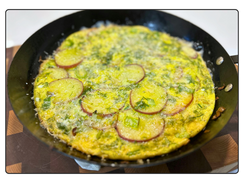 Easy family-friendly dinner: potato and leek frittata with dill