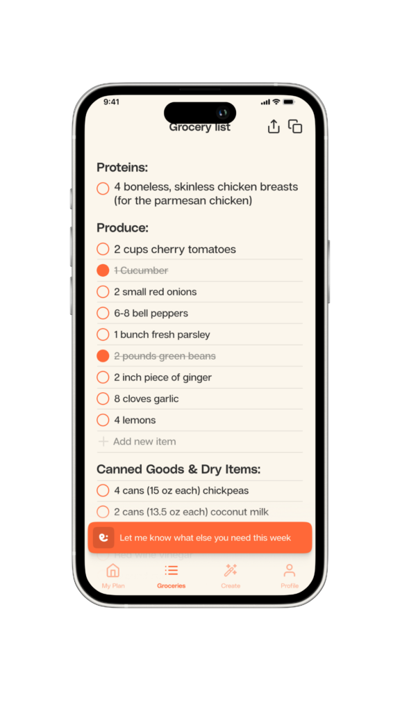 Generate a grocery list